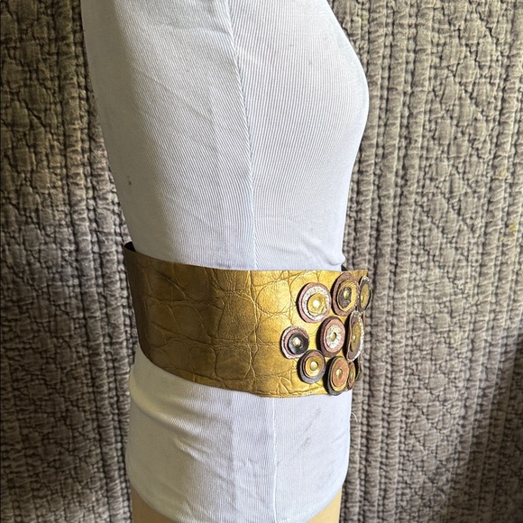 Gold and Brown Women’s Belt.Hand made,One of the kind 100% Leather. main image 4